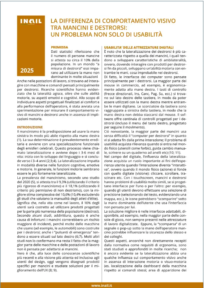 La differenza di comportamento visivo tra mancini e destrorsi